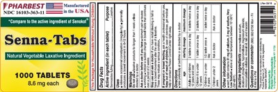 Senna 8.6mg Tablet Product Label